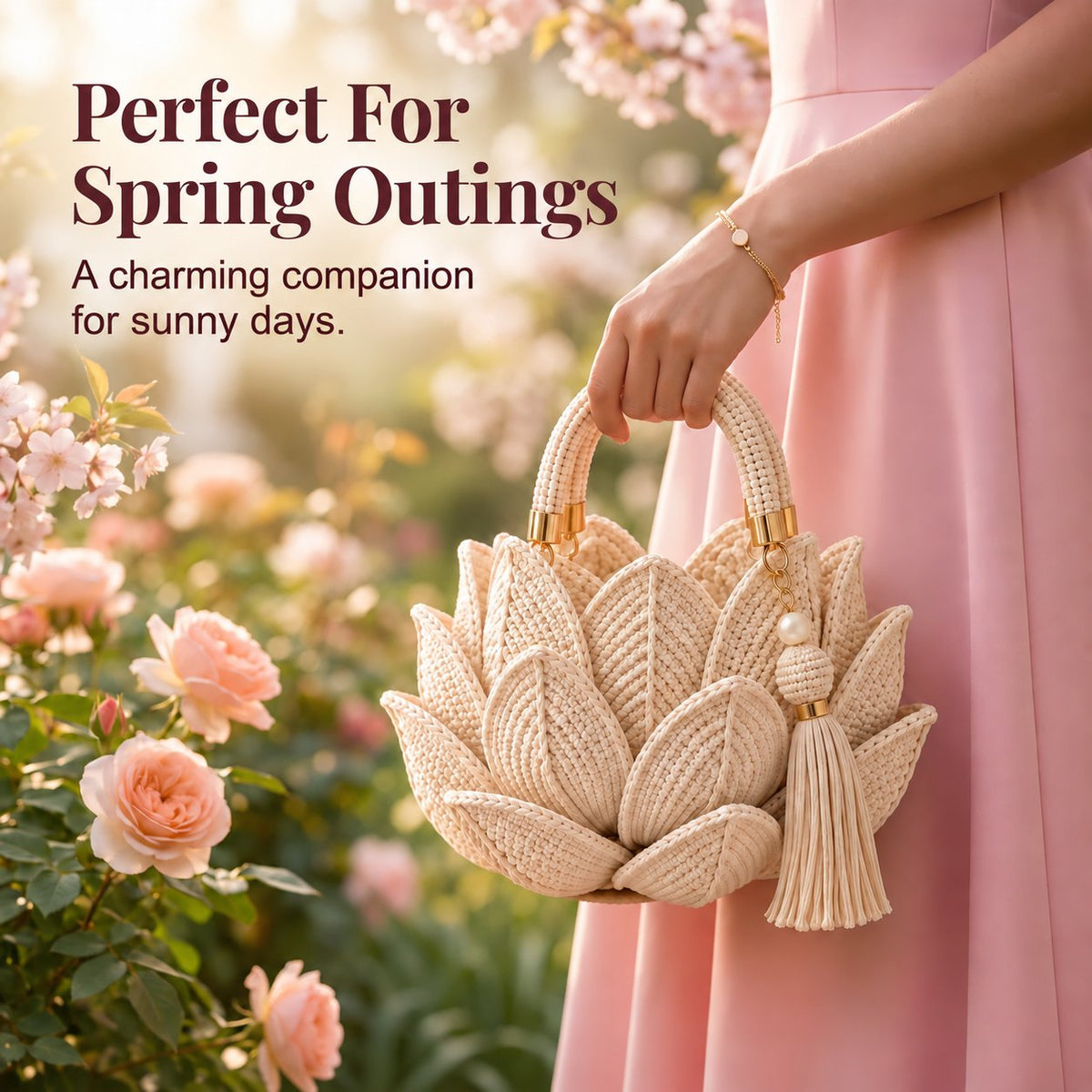 🌸👜 Trending 3D Crochet Petal Handbag