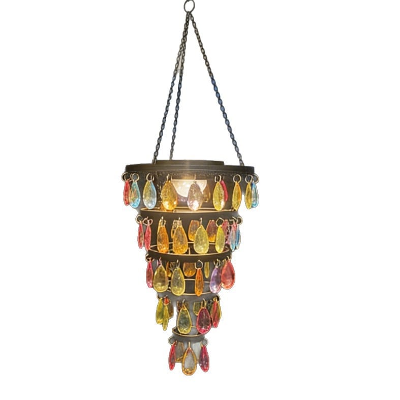 ✨ Solar-Powered Crystal Chandelier Outdoor Light