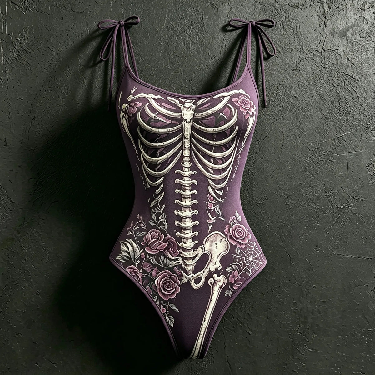 Women's Halloween Rose Skeleton Spider Web Hoodie Two-piece Set