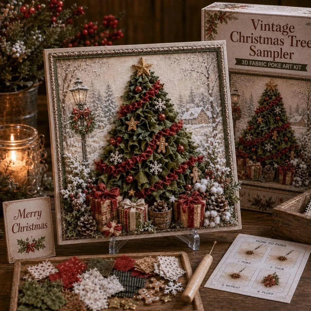 🔥Last Day 60% OFF -3D Christmas Fabric Poke Art Frame Kit