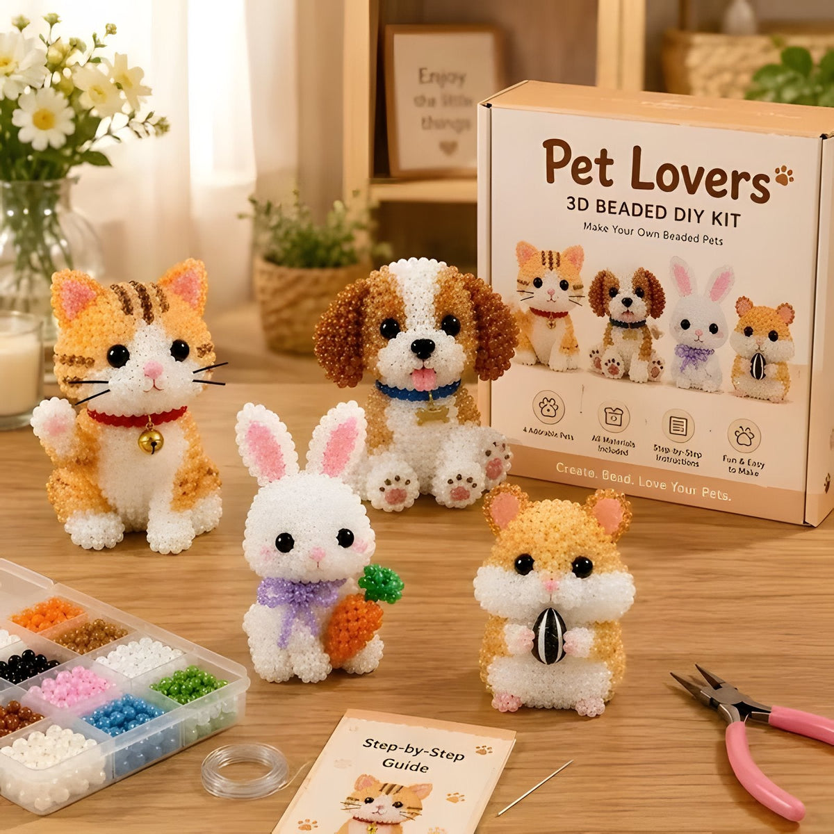 Mini 3D Beaded Animal DIY Kit — 8 Adorable Craft Sets