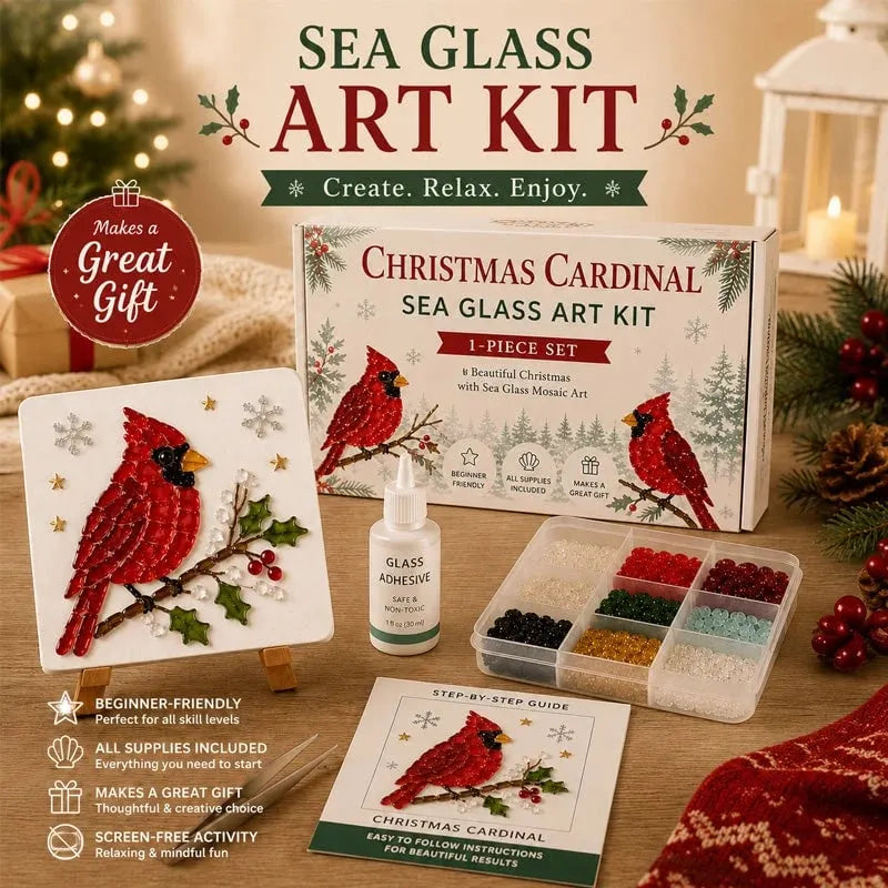 🔥 LAST DAY 49% OFF – 🎄DIY Winter Sea Glass Art Craft Kit | All-Inclusive Mosaic Set with Sea Glass, Adhesive, Sturdy Base & Festive Holiday Designs ✨