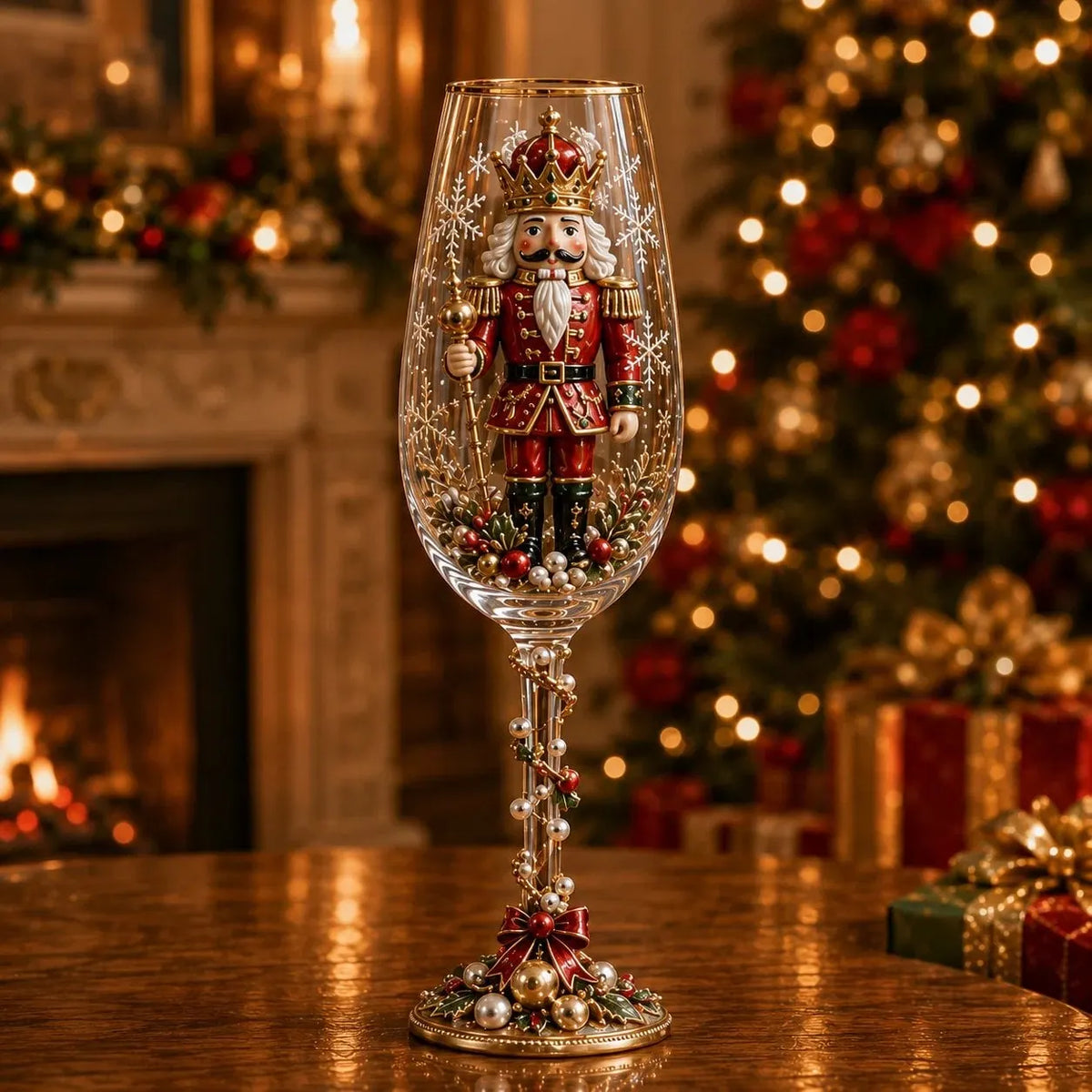 🎁🎭 Nutcracker-Inspired Christmas Collector Champagne Glass Set