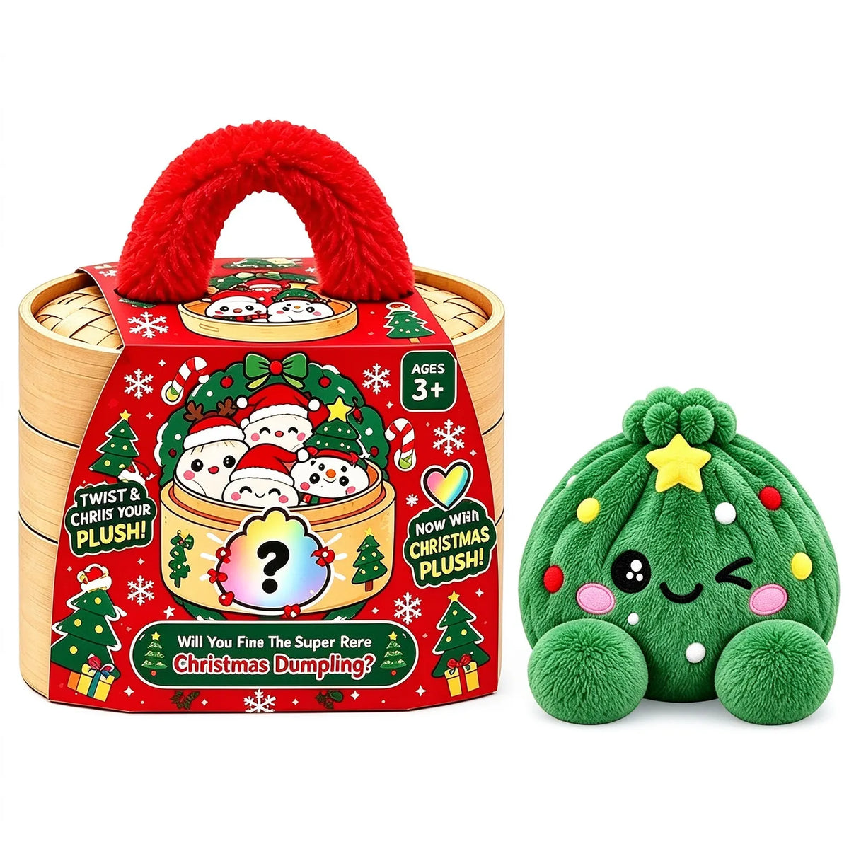 Cute Rainbow Dumpling Squishy – Soft Plush Stress Relief Squeeze Toy with Steamer