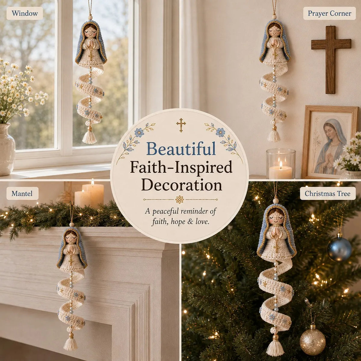 🔥Last Day 49% OFF - 🙏🧵DIY Crochet Blessed Mother Spiral Hanging Ornament Kit