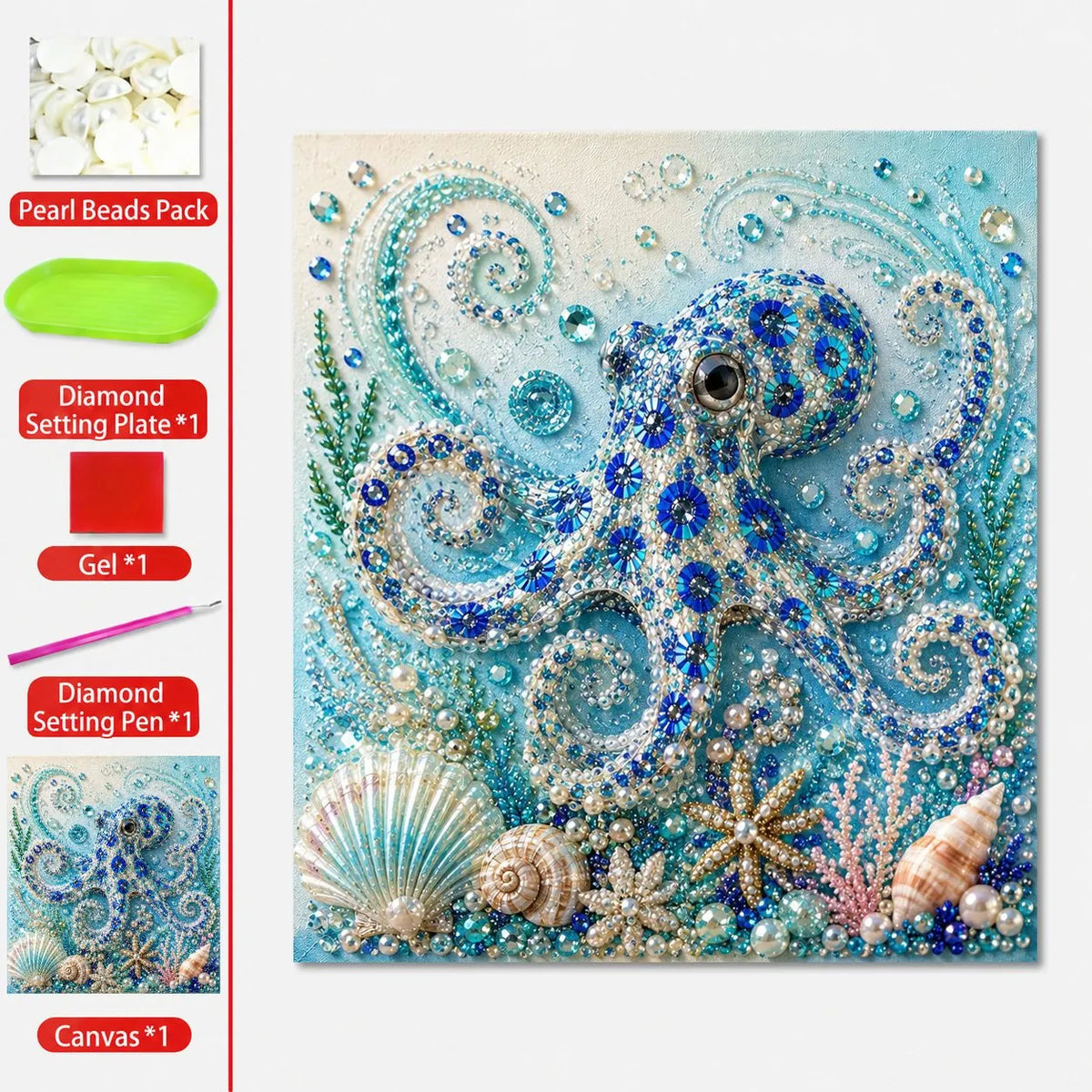 💥 Last Day 49% OFF - 🌊💙 Ocean Theme Pearl Art DIY Kit – Relaxing DIY Craft to Create Stunning Coastal Artwork