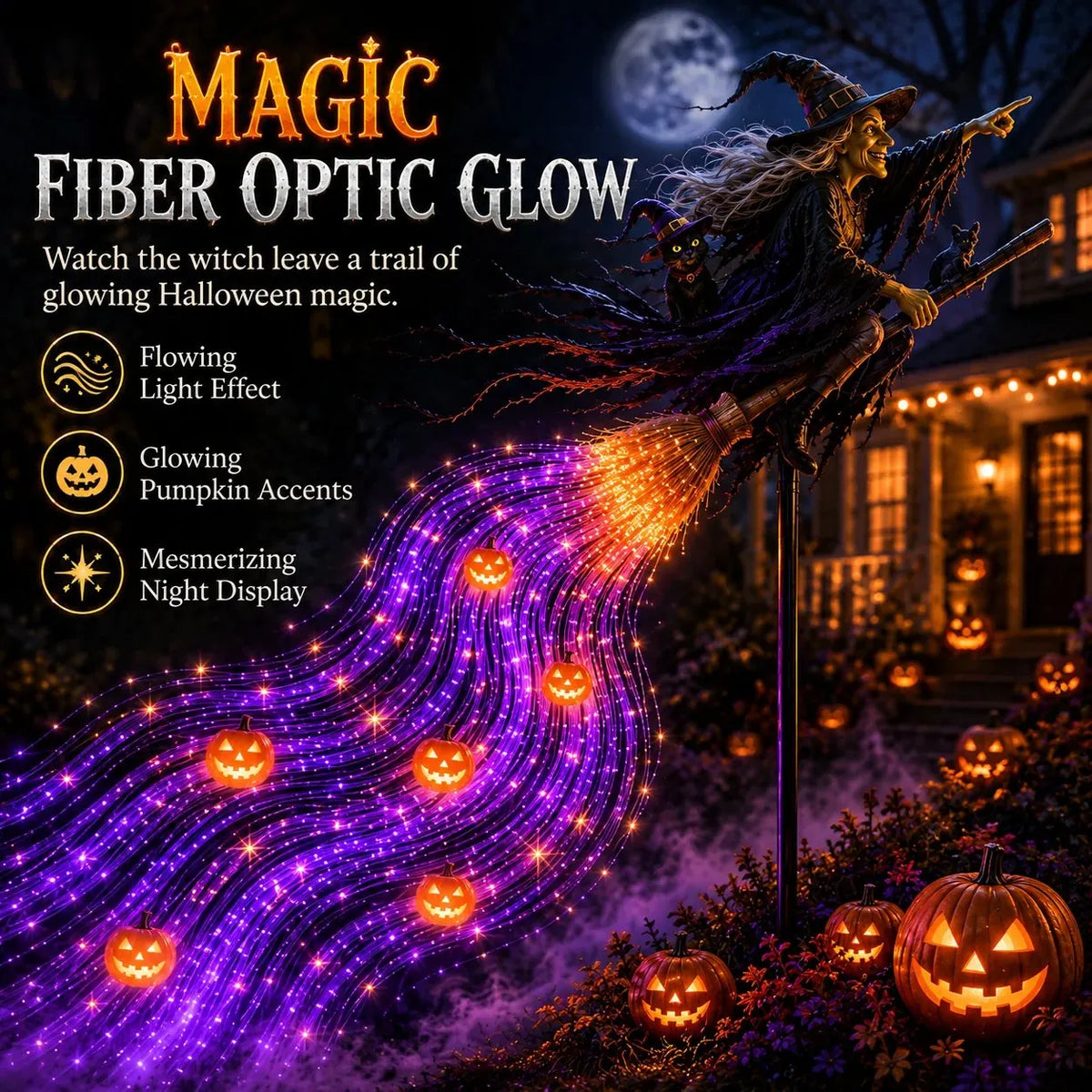 🔥Buy 2 Get 20% OFF🔥🎃 HALLOWEEN MAGIC SALE  49% OFF - Witch’s Magic Trail ✨ Solar Fiber Optic Yard Light