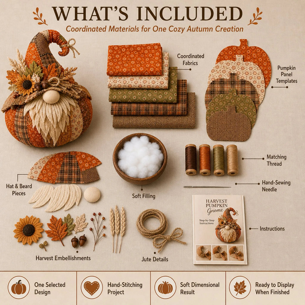 ⏳ Last Day 49% OFF – 🎃 Beginner-Friendly DIY Layered Harvest Pumpkin Patchwork Kit Collection | Complete Kit with All Tools & Step-by-Step Guide Included 💕