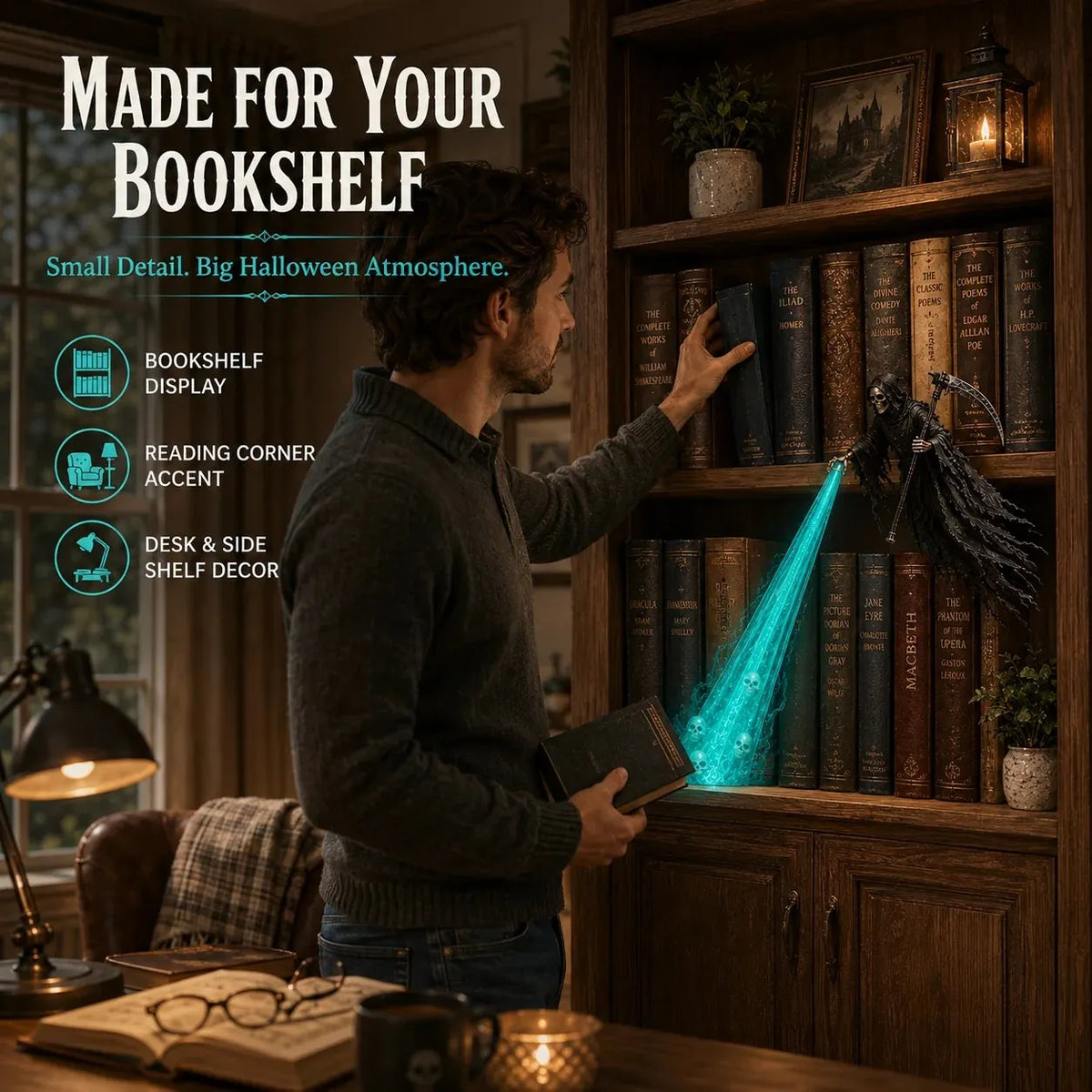 🔥Buy 2 Get 20% OFF🔥💀 The Soul Collector — Haunted Reaper Shelf Light