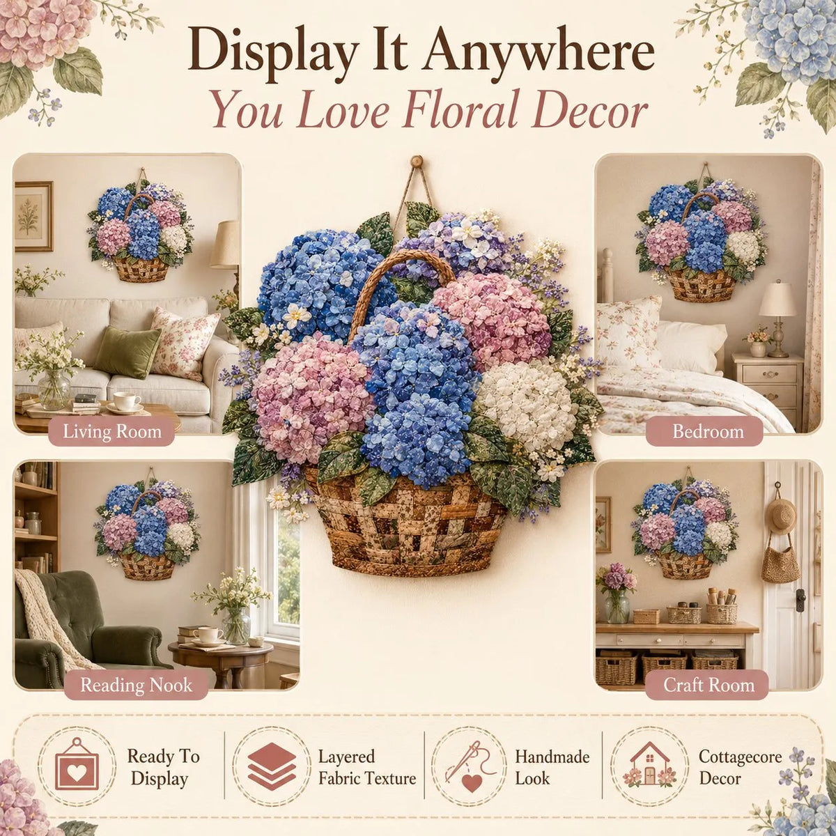 🌸🧵 Premium Floral Basket Patchwork DIY Kit | High-Quality Layered Fabric Bouquet with Raised Petals & Woven Basket Details ✨