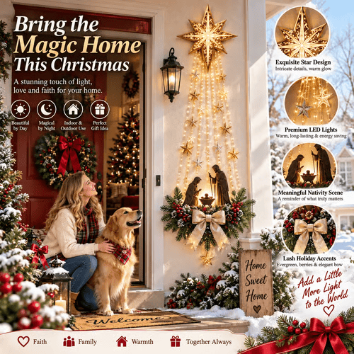 ✨✝️ Bethlehem Star of Faith – Lighted Nativity Wall Decor✝️