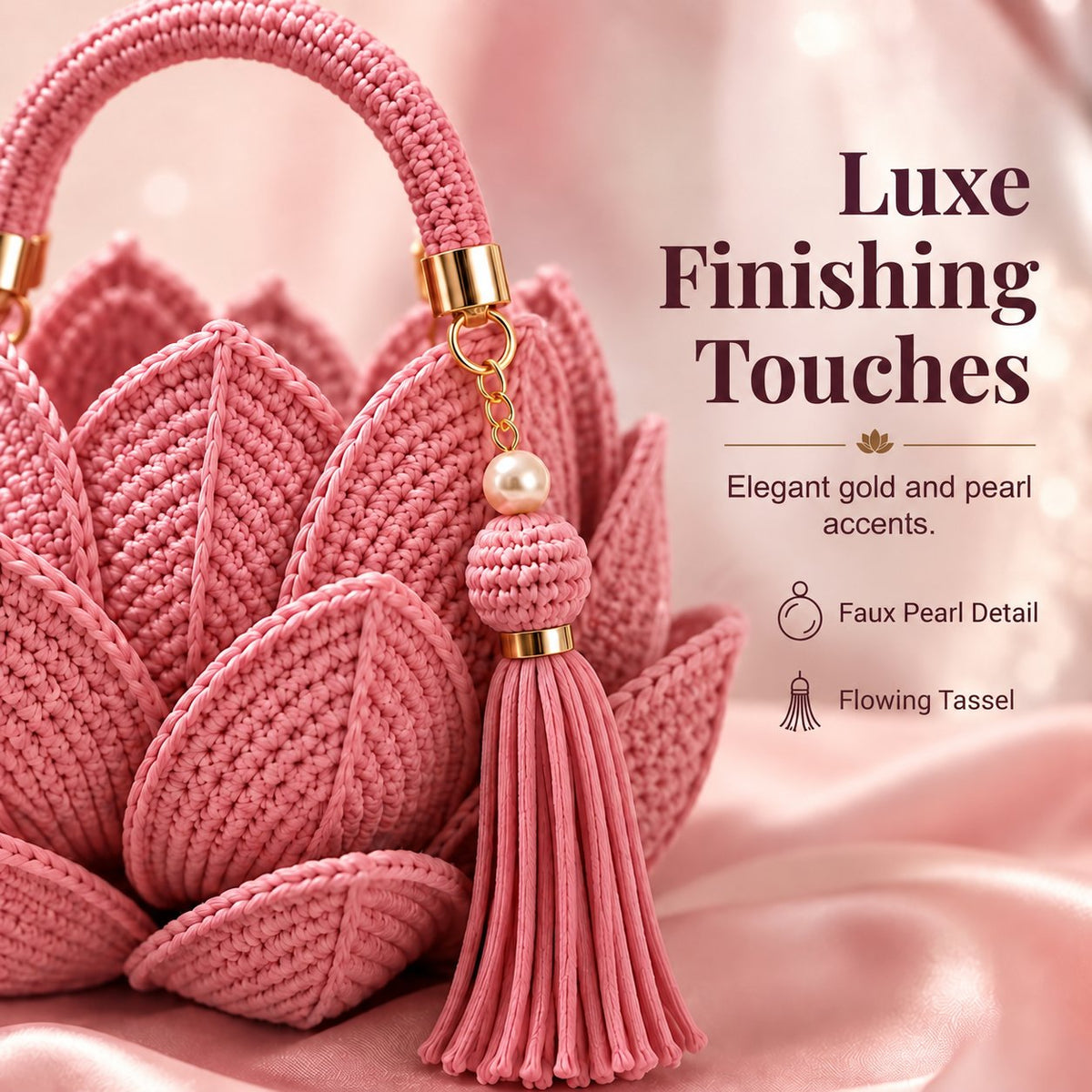 🌸👜 Trending 3D Crochet Petal Handbag