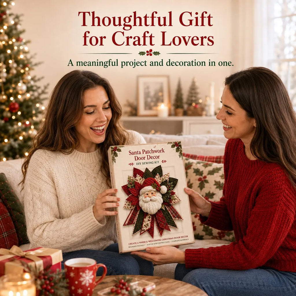 ⏳ Last Day 49% OFF – 🎅 Beginner-Friendly Oversized Santa Patchwork Door Hanger Sewing Kit | Complete Kit with All Tools & Step-by-Step Guide Included 💕