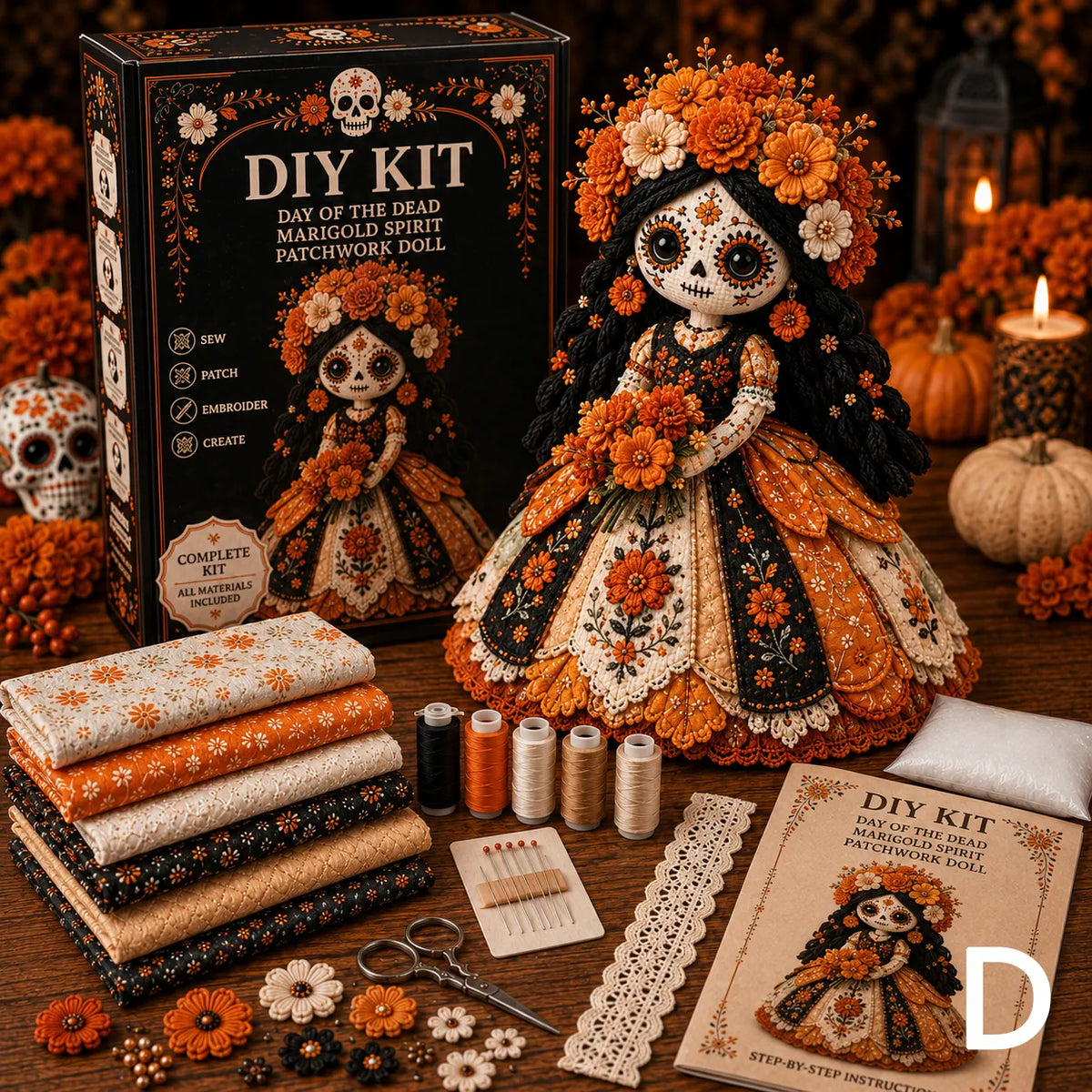 🔥LAST DAY 50% - Day of the Dead Patchwork Doll DIY Kit