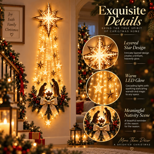 ✨✝️ Bethlehem Star of Faith – Lighted Nativity Wall Decor✝️