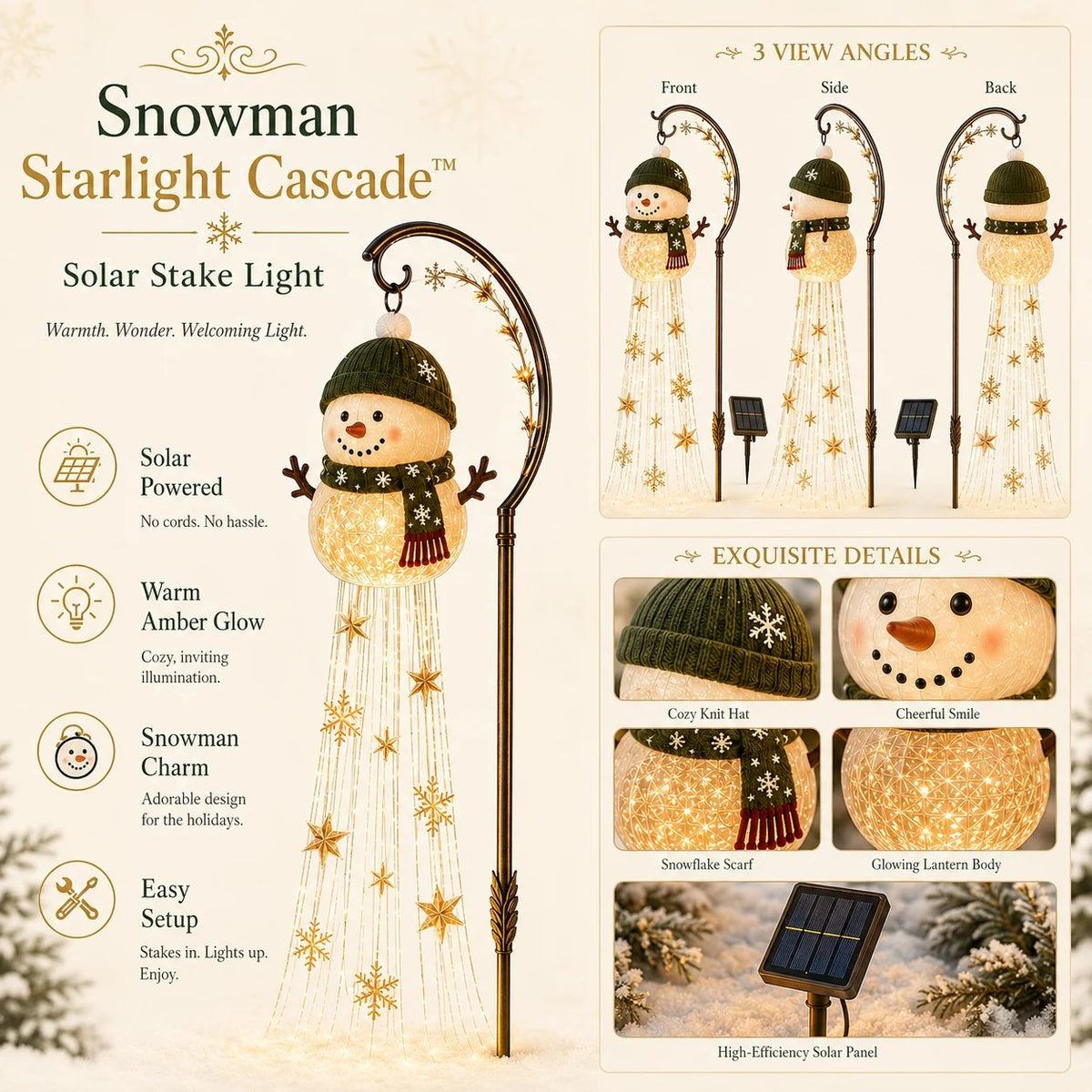 🔥Buy 2 Get 20% OFF🔥☃️ Snowman Sparkle CascadeTM Solar Garden Light