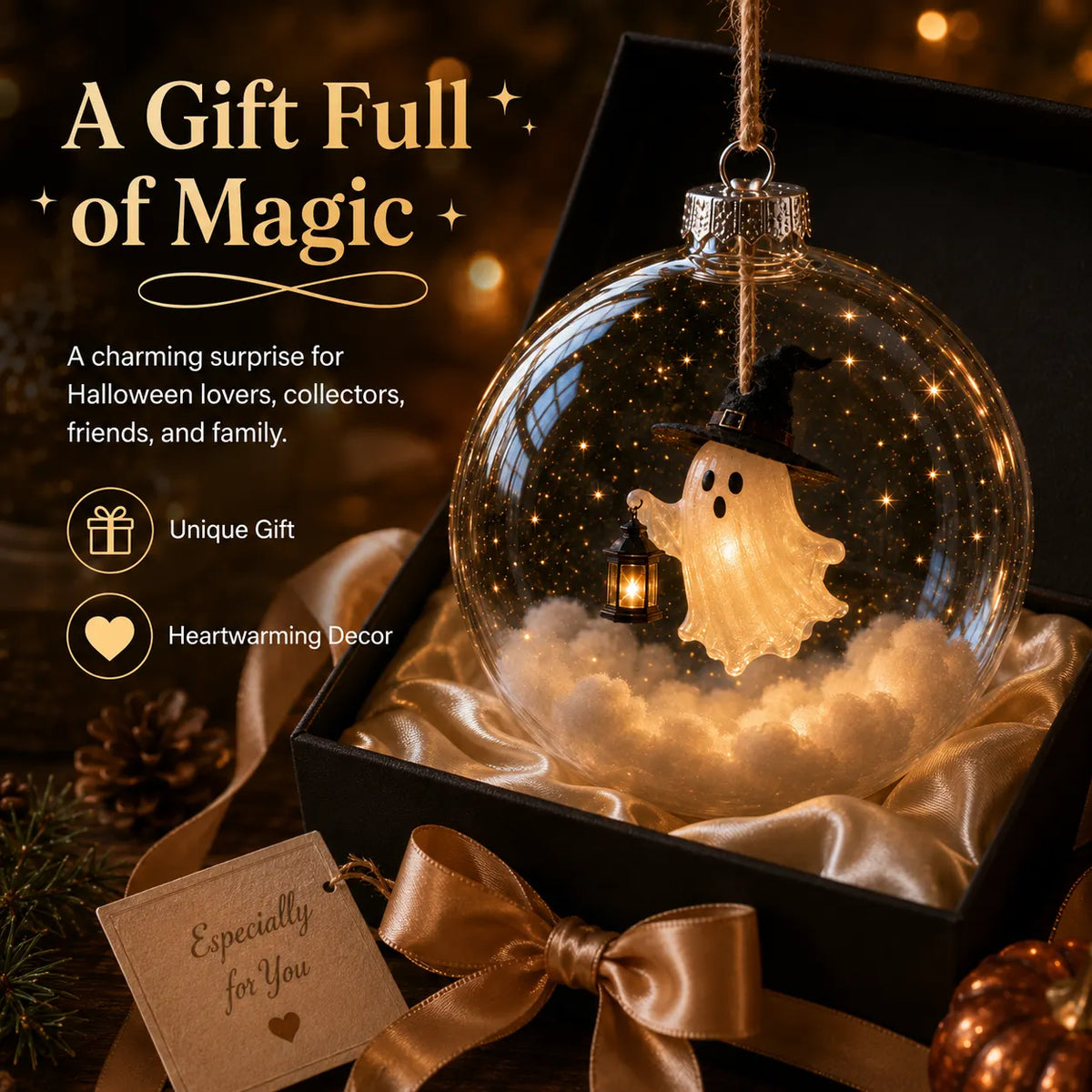 🎃 Limited Halloween Collection-Glowing Halloween Ornament Collection – Cat, Witch, Pumpkin & Ghost Baubles