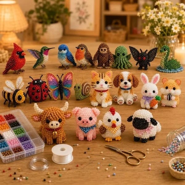 Mini 3D Beaded Animal DIY Kit — 8 Adorable Craft Sets