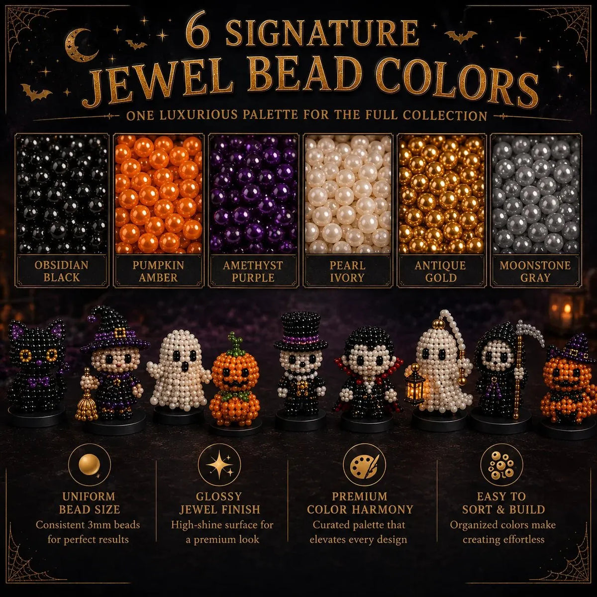 🔥HOT SALE🔥 LAST DAY 49% OFF – 🎃 Hollowmoon 31-Night Jewel-Bead Countdown Calendar | 31 Daily DIY Characters, Complete Craft Supplies & Midnight Parade Display 💎✨