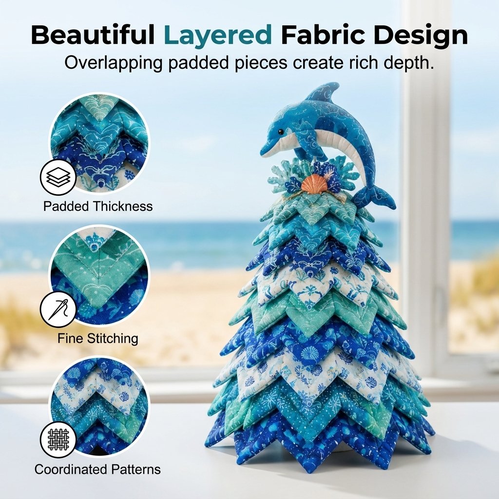 🔥 Last Day: 49% Off – 🌊 "Ocean Dream" Layered Fabric Tree DIY Kit | Create a freestanding coastal-style centerpiece featuring coordinated fabrics and an ocean-themed topper 🐚✨