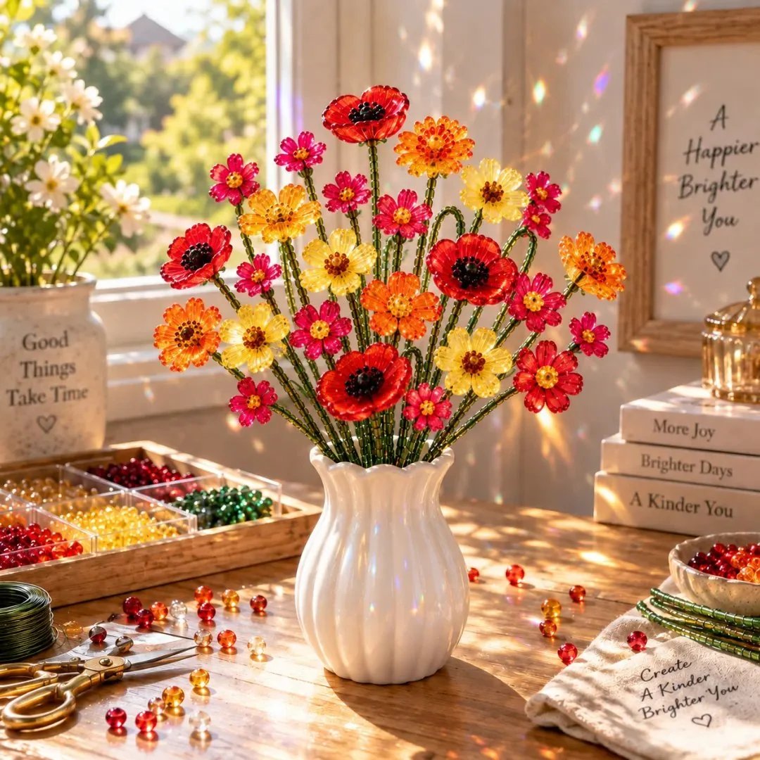 DIY Beaded Wildflower Bouquet Kit – Crystal Flower Craft