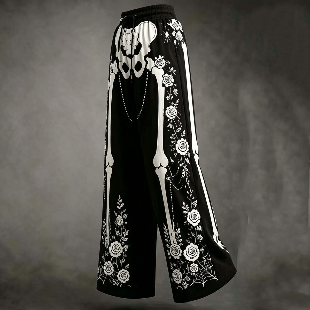 Women's Retro Halloween Skeleton Rose Print Hoodie Three-piece Set