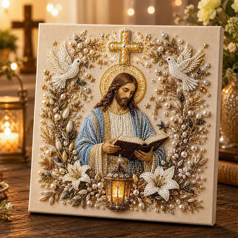 🔥 Last Day 49% OFF – ✝️ DIY Jesus Pearl Art Kit | 3D Pearl-Style Christian Artwork for Prayer Corners & Faith Gifts