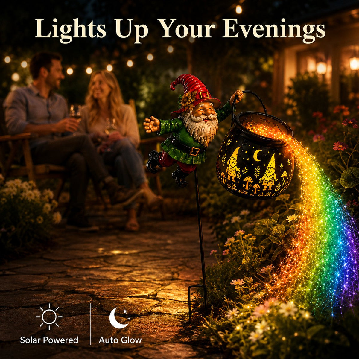 🎁 Today Only: 50% OFF 🌈  Gnome Cauldron Solar Garden Light – Spooky Neon Glow 🧙‍♂️