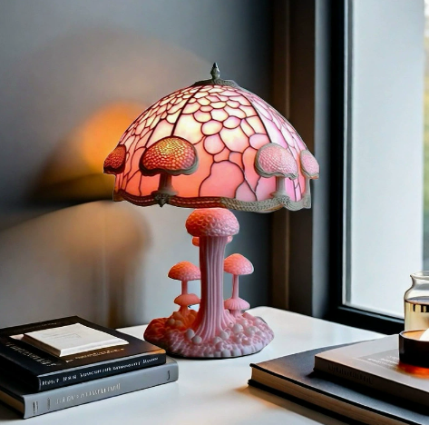 Magic LED Seven‑Color Mushroom Lamp Ornament, Creative Resin Home Decor, USB Powered Luminous Decoration