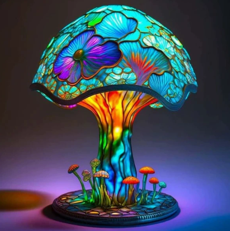 Magic LED Seven‑Color Mushroom Lamp Ornament, Creative Resin Home Decor, USB Powered Luminous Decoration