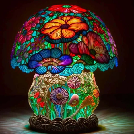 Magic LED Seven‑Color Mushroom Lamp Ornament, Creative Resin Home Decor, USB Powered Luminous Decoration