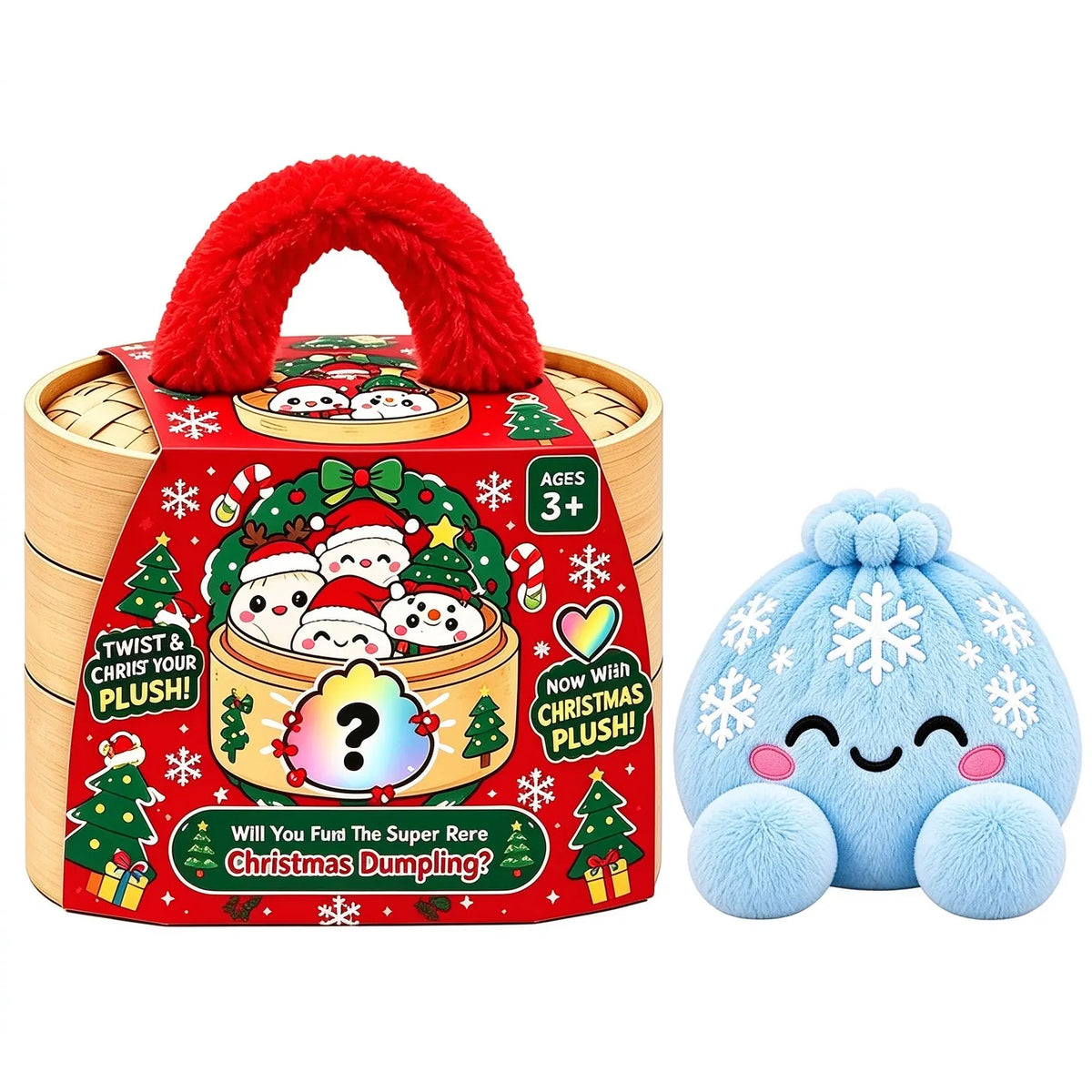 Cute Rainbow Dumpling Squishy – Soft Plush Stress Relief Squeeze Toy with Steamer