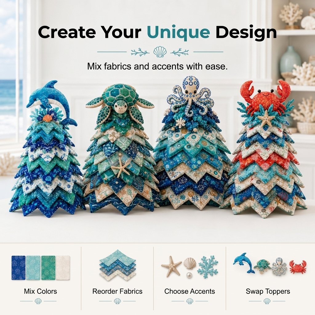 🔥 Last Day: 49% Off – 🌊 "Ocean Dream" Layered Fabric Tree DIY Kit | Create a freestanding coastal-style centerpiece featuring coordinated fabrics and an ocean-themed topper 🐚✨