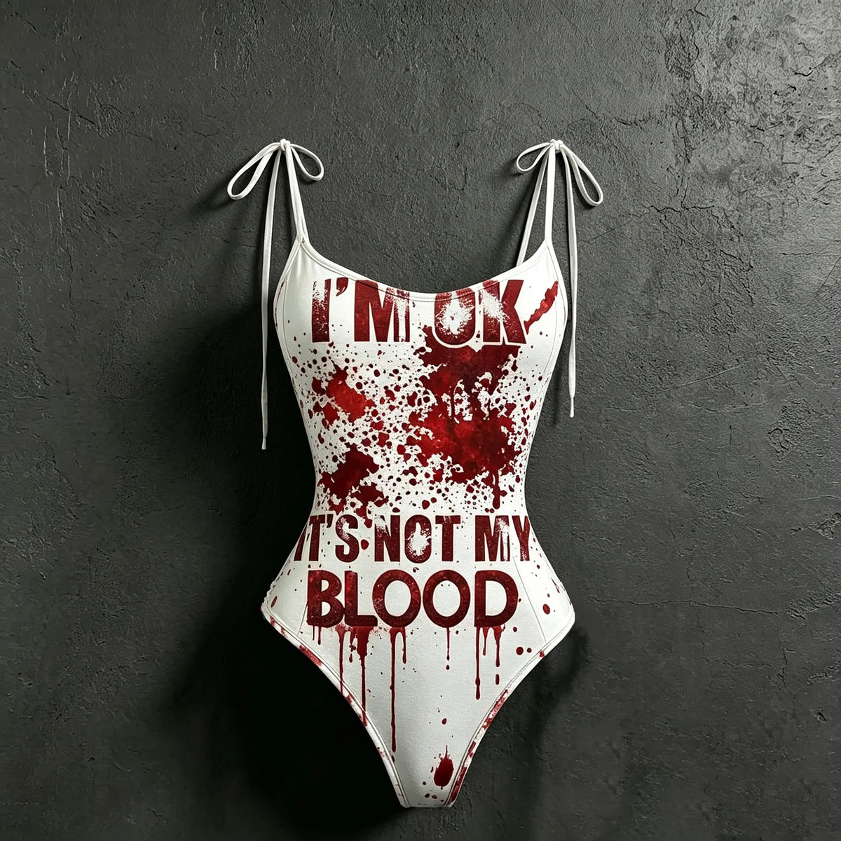 Women's Retro Halloween Bloodstain "i'm Ok It's Not My Blood" Print Hoodie Two-piece Set