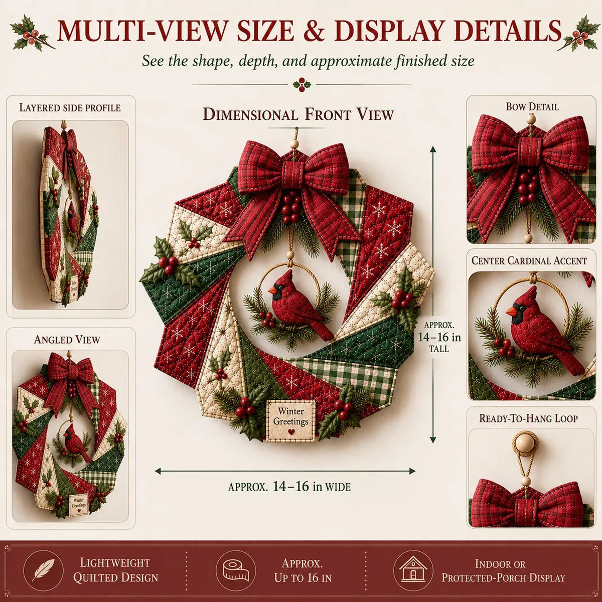⏳ Last Day 49% OFF – 🎄Beginner-Friendly DIY Christmas Fabric Wreath Kit Collection | Complete Kit with Coordinated Fabrics, Wreath Materials & Step-by-Step Guide Included 💕
