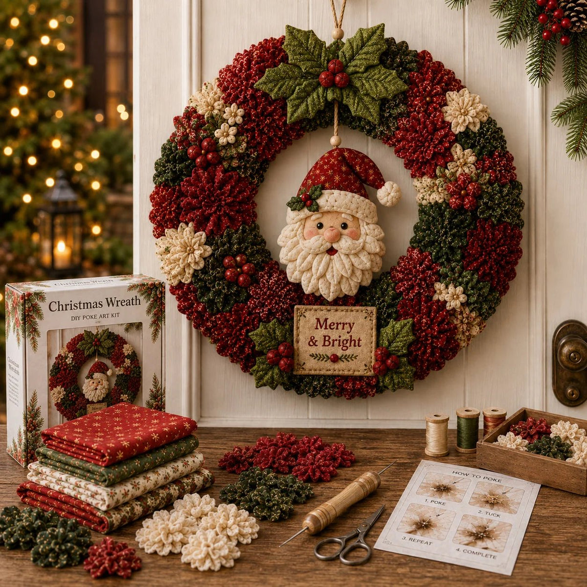 🔥49% Off Last Day 🔥🎄 3D Fabric Poke Wreath DIY Kit