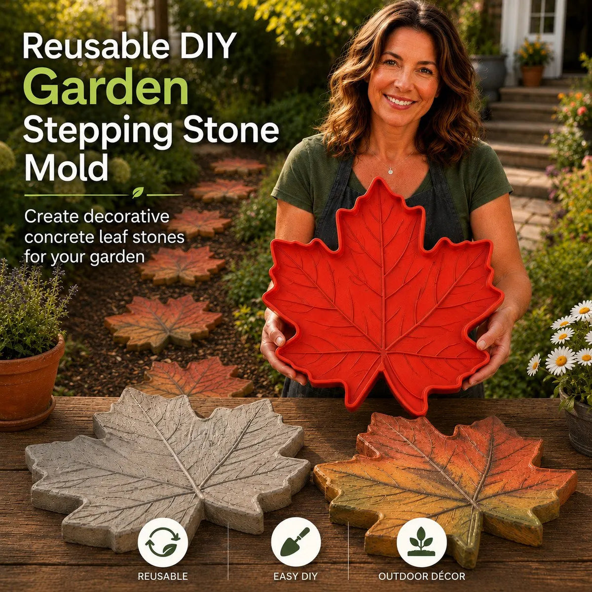 💥 LAST DAY 49% OFF – 🌿 Reusable Decorative Garden Stepping Stone Mold – Make Your Garden Truly One of a Kind (📦 Buy 2, Get Free Shipping)