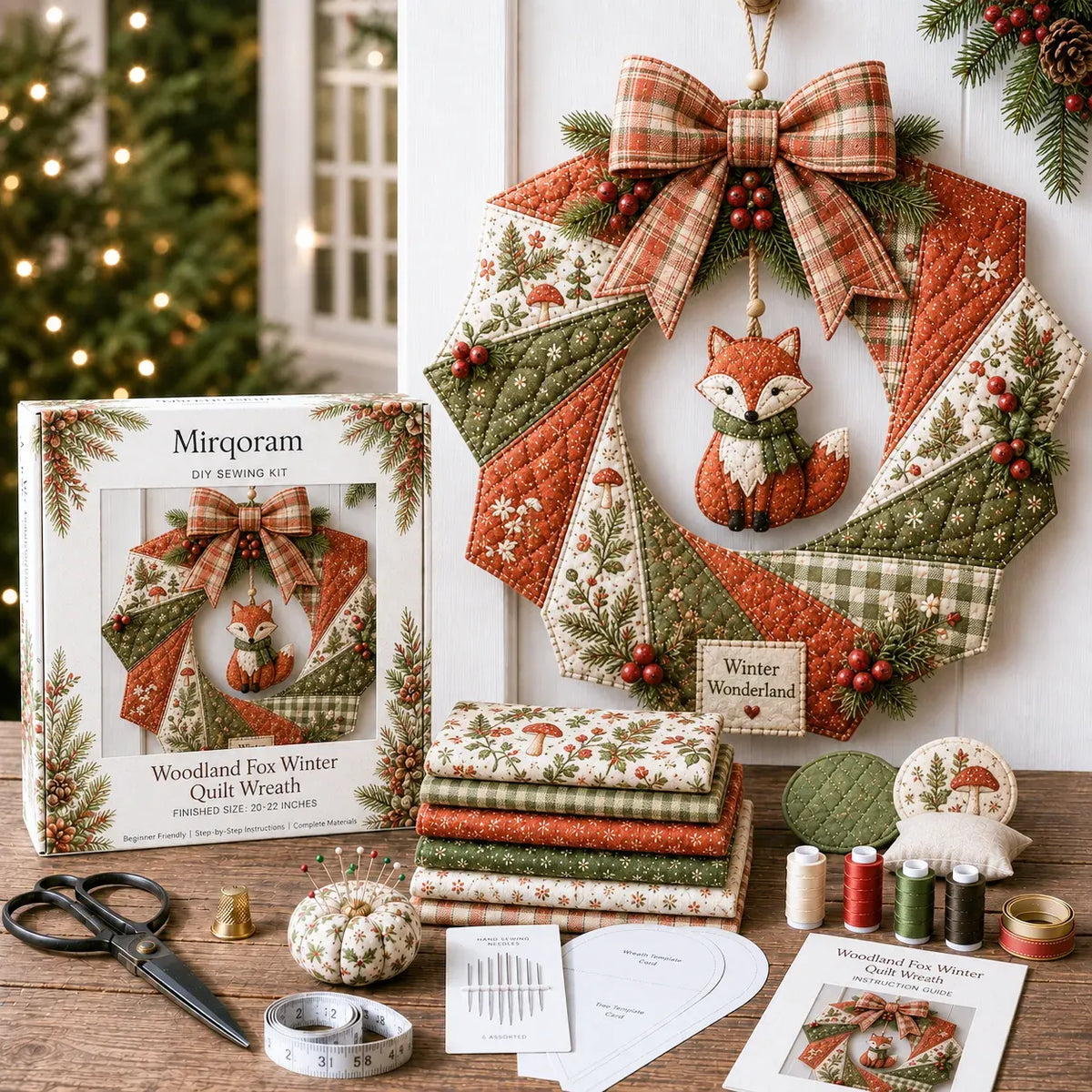 ⏳ Last Day 49% OFF – 🎄Beginner-Friendly DIY Christmas Fabric Wreath Kit Collection | Complete Kit with Coordinated Fabrics, Wreath Materials & Step-by-Step Guide Included 💕