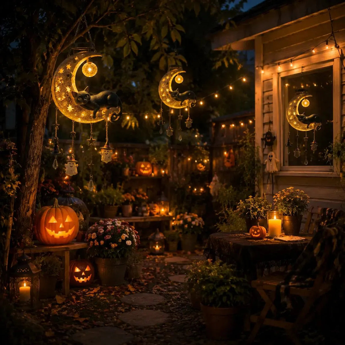 🔥HOT SALE🔥🌙 Every Breeze Carries a Little Halloween Magic——Solar Hanging Lantern for Outdoor Halloween Décor