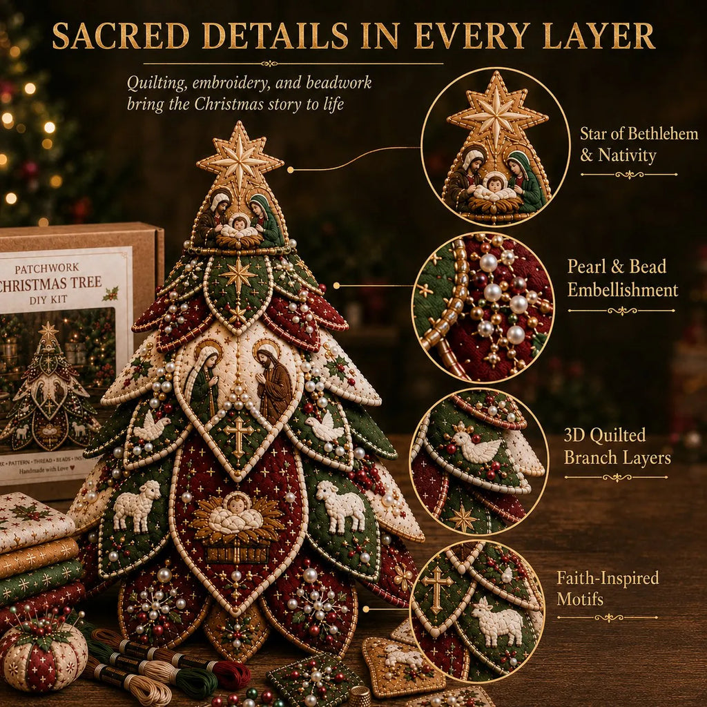 ✝️Religious-Themed Beaded & Quilted Christmas Tree DIY Kit