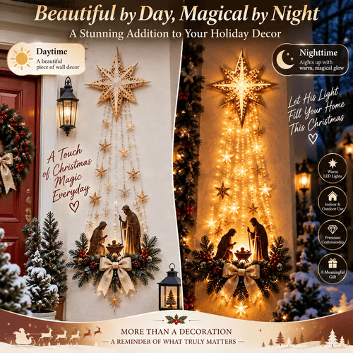 ✨✝️ Bethlehem Star of Faith – Lighted Nativity Wall Decor✝️