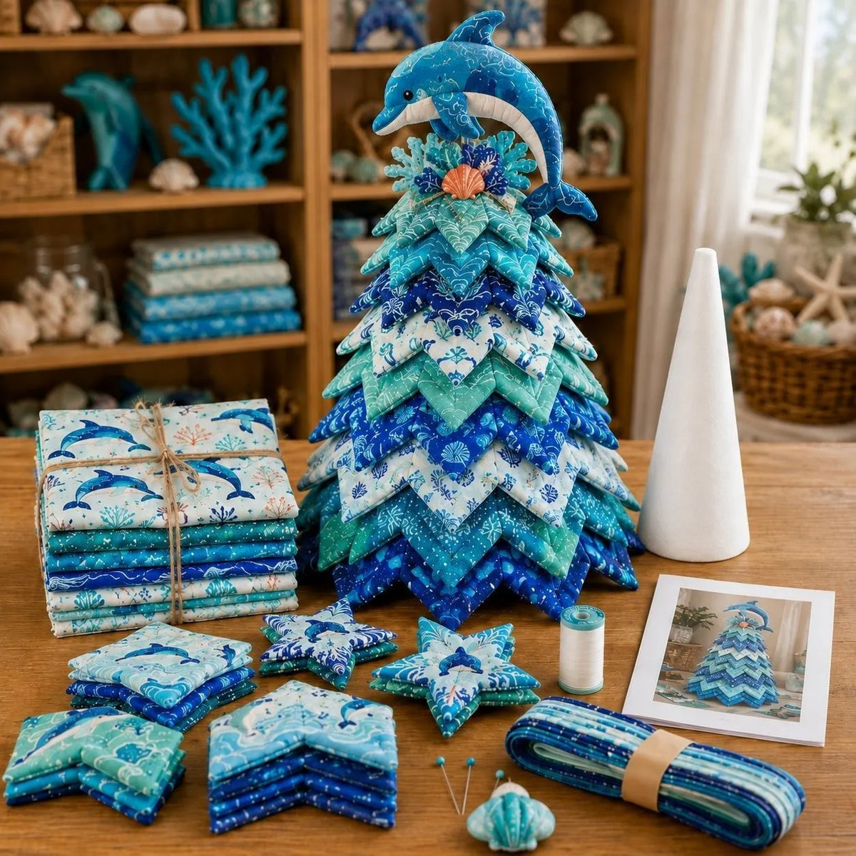 🔥 Last Day: 49% Off – 🌊 "Ocean Dream" Layered Fabric Tree DIY Kit | Create a freestanding coastal-style centerpiece featuring coordinated fabrics and an ocean-themed topper 🐚✨