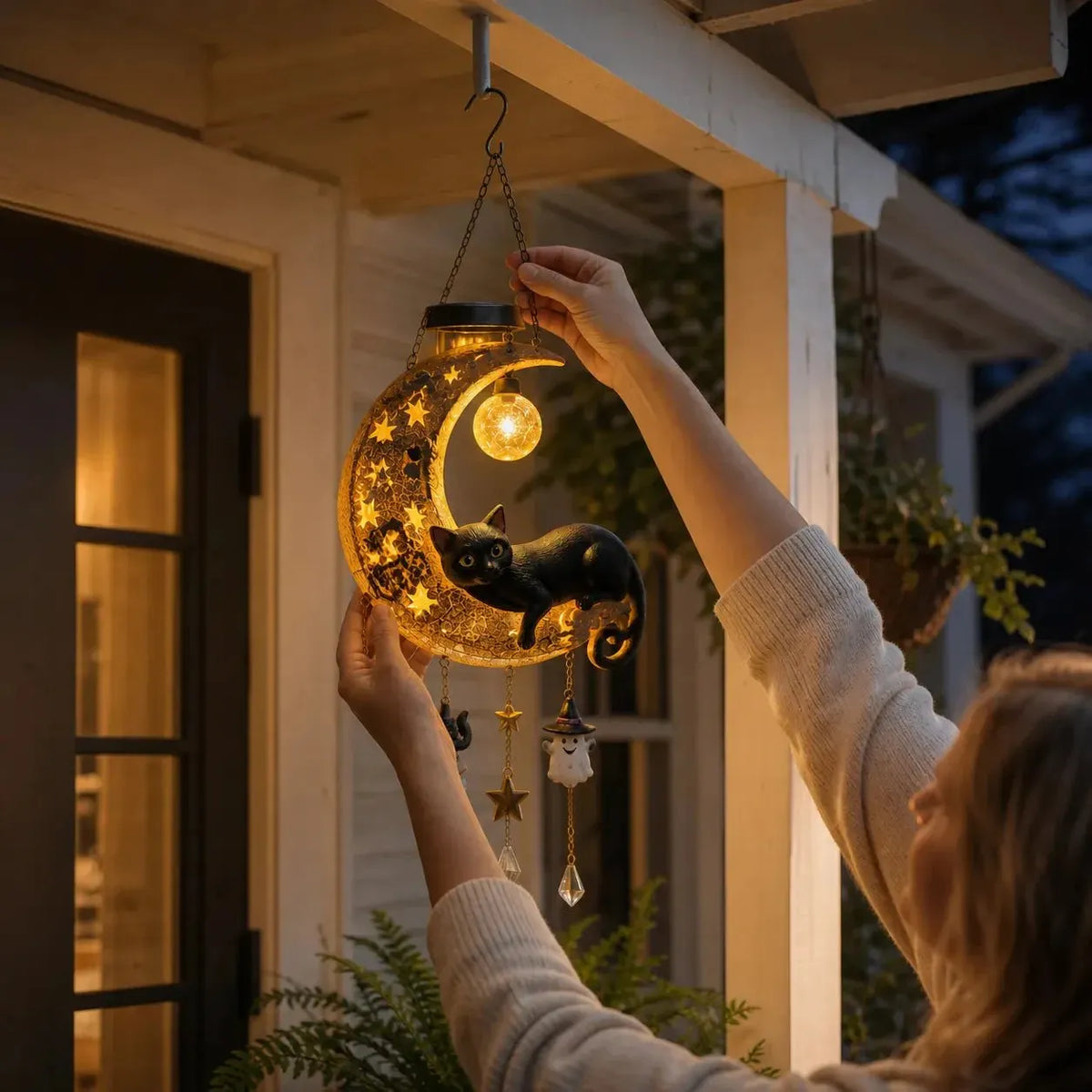 🔥HOT SALE🔥🌙 Every Breeze Carries a Little Halloween Magic——Solar Hanging Lantern for Outdoor Halloween Décor