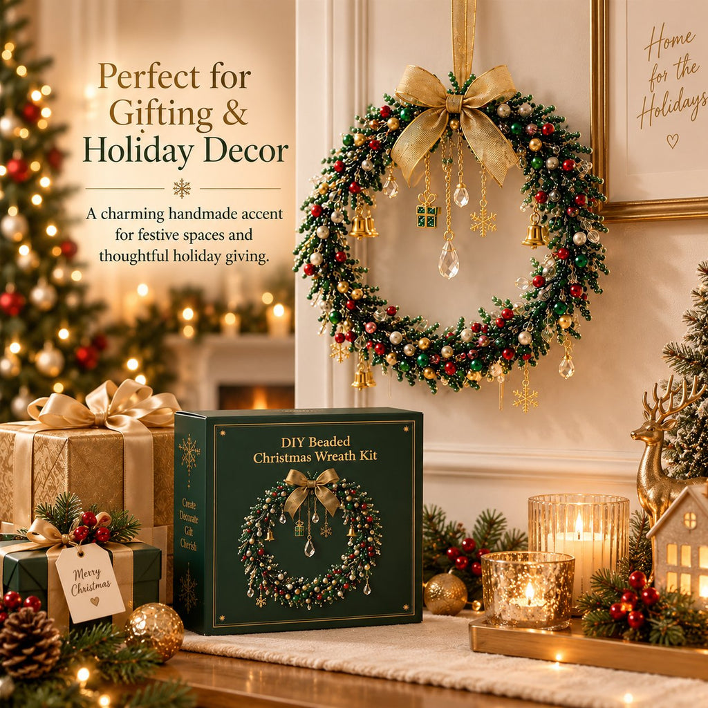 🎄DIY Beaded Christmas Wreath Kit – Handmade Holiday Wreath