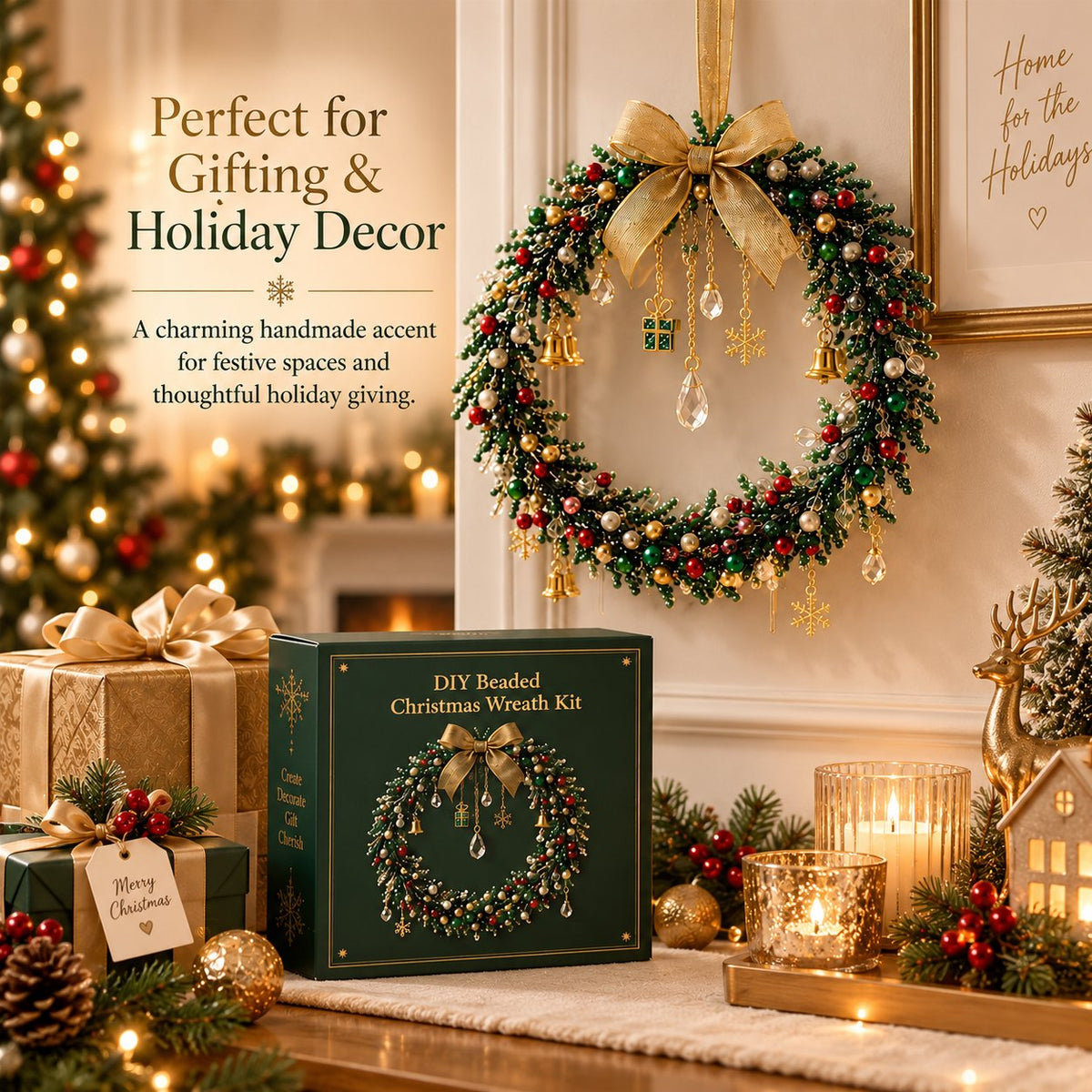🎄DIY Beaded Christmas Wreath Kit – Handmade Holiday Wreath