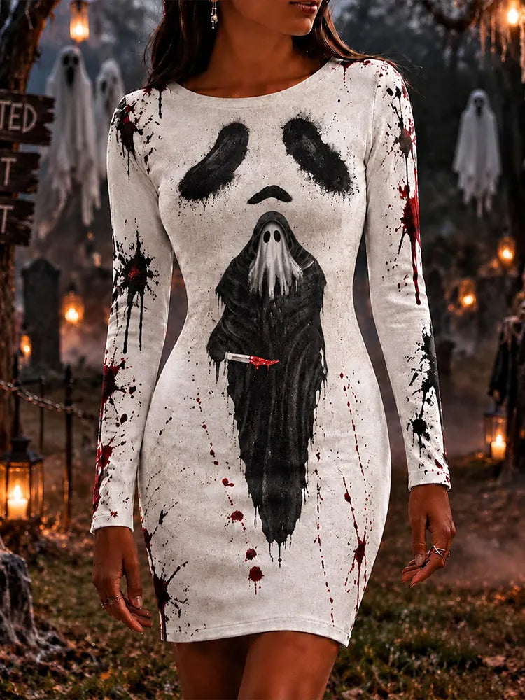 Women's Retro Halloween Final Destination Slim Fit Dress