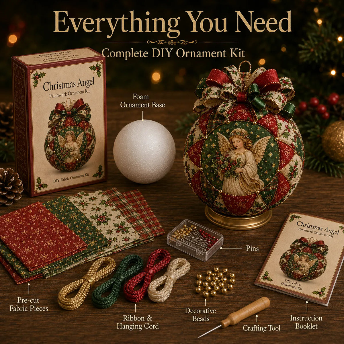 🎄 DIY Christmas Patchwork Ornament Kit