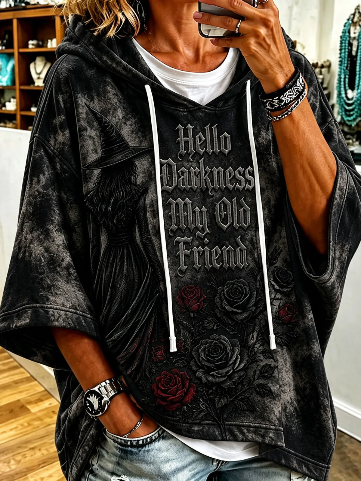 Women's Retro Halloween Theme Print Hooded Sweatshirt