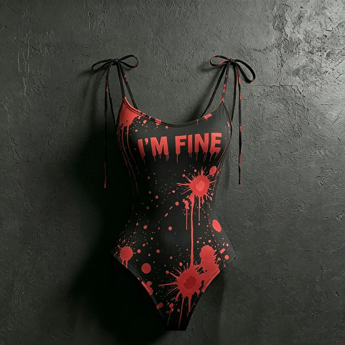 Women's Retro Halloween Bloodstain I'm Fine Print Hoodie Two-piece Set