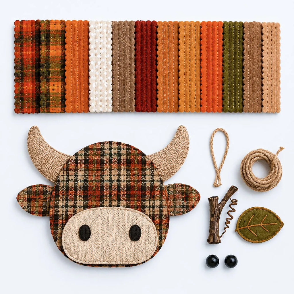 Autumn Highland Cow Pumpkin 3D Fabric Diy Kit